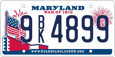 MD license plate 9BK4899
