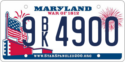 MD license plate 9BK4900