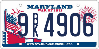 MD license plate 9BK4906