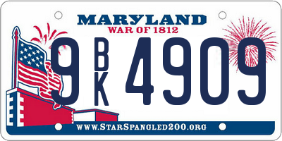 MD license plate 9BK4909