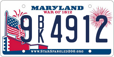 MD license plate 9BK4912