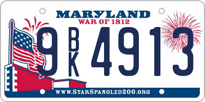 MD license plate 9BK4913