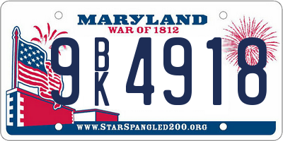 MD license plate 9BK4918