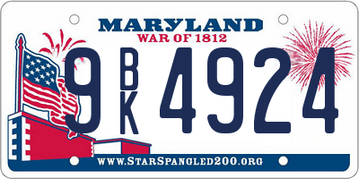 MD license plate 9BK4924