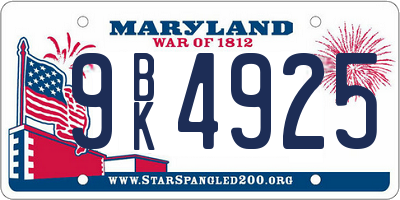 MD license plate 9BK4925