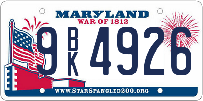 MD license plate 9BK4926