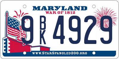MD license plate 9BK4929