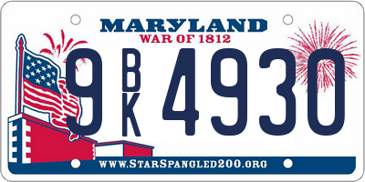 MD license plate 9BK4930