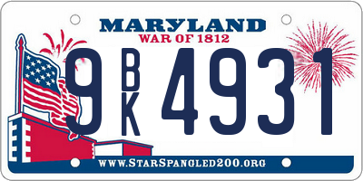 MD license plate 9BK4931