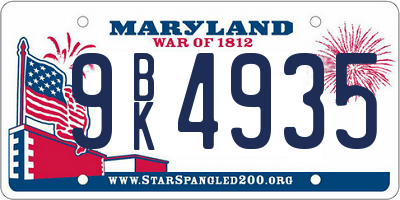 MD license plate 9BK4935