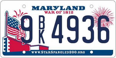 MD license plate 9BK4936