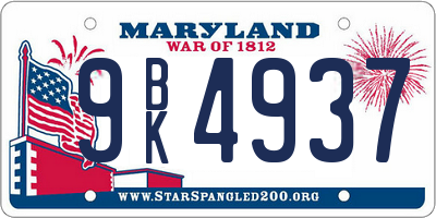 MD license plate 9BK4937