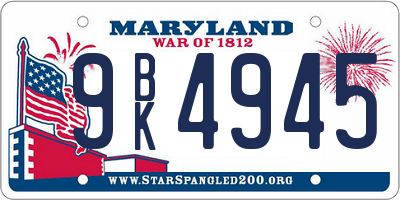 MD license plate 9BK4945