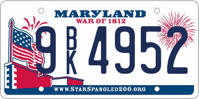 MD license plate 9BK4952