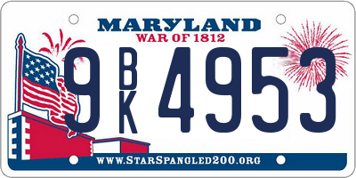 MD license plate 9BK4953