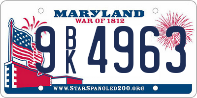 MD license plate 9BK4963