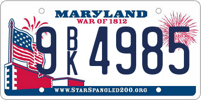 MD license plate 9BK4985