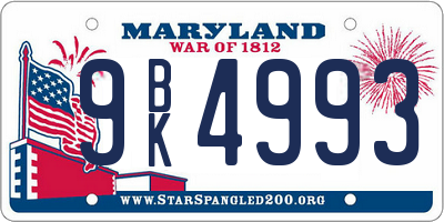 MD license plate 9BK4993