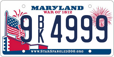 MD license plate 9BK4999