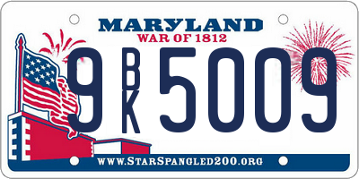 MD license plate 9BK5009