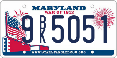 MD license plate 9BK5051