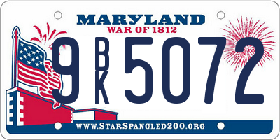 MD license plate 9BK5072