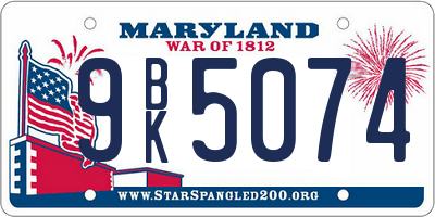 MD license plate 9BK5074