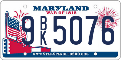 MD license plate 9BK5076