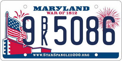 MD license plate 9BK5086