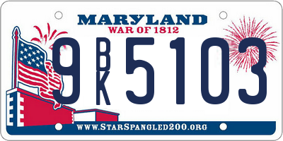 MD license plate 9BK5103