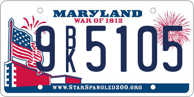 MD license plate 9BK5105