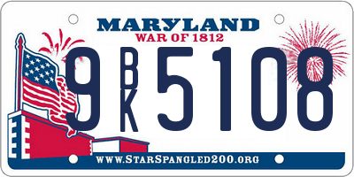 MD license plate 9BK5108