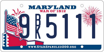 MD license plate 9BK5111