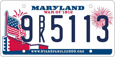 MD license plate 9BK5113