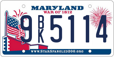 MD license plate 9BK5114