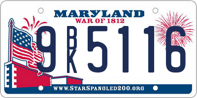 MD license plate 9BK5116