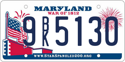 MD license plate 9BK5130