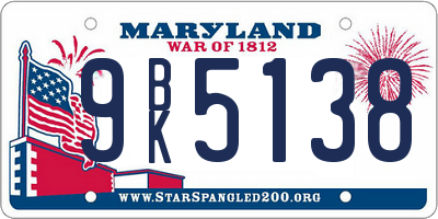 MD license plate 9BK5138