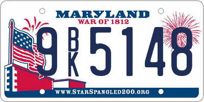 MD license plate 9BK5148