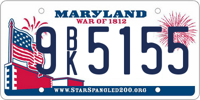MD license plate 9BK5155