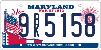 MD license plate 9BK5158