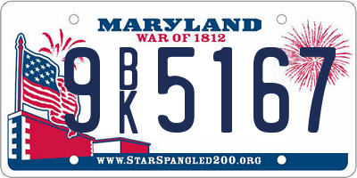 MD license plate 9BK5167