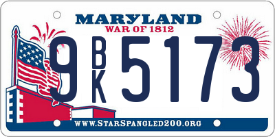 MD license plate 9BK5173