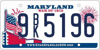 MD license plate 9BK5196