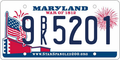 MD license plate 9BK5201