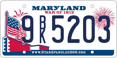 MD license plate 9BK5203