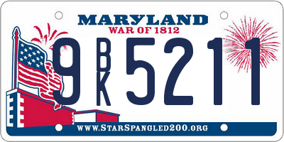 MD license plate 9BK5211