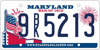 MD license plate 9BK5213
