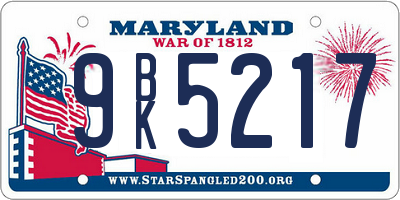 MD license plate 9BK5217