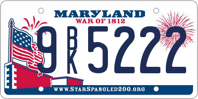 MD license plate 9BK5222